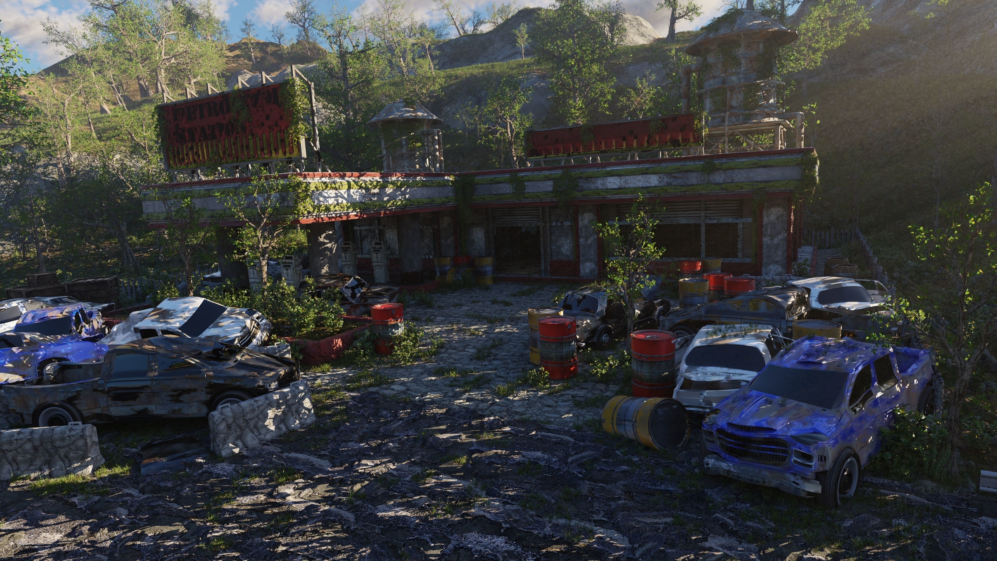 Abandoned Gas Station Scene 3D model_1