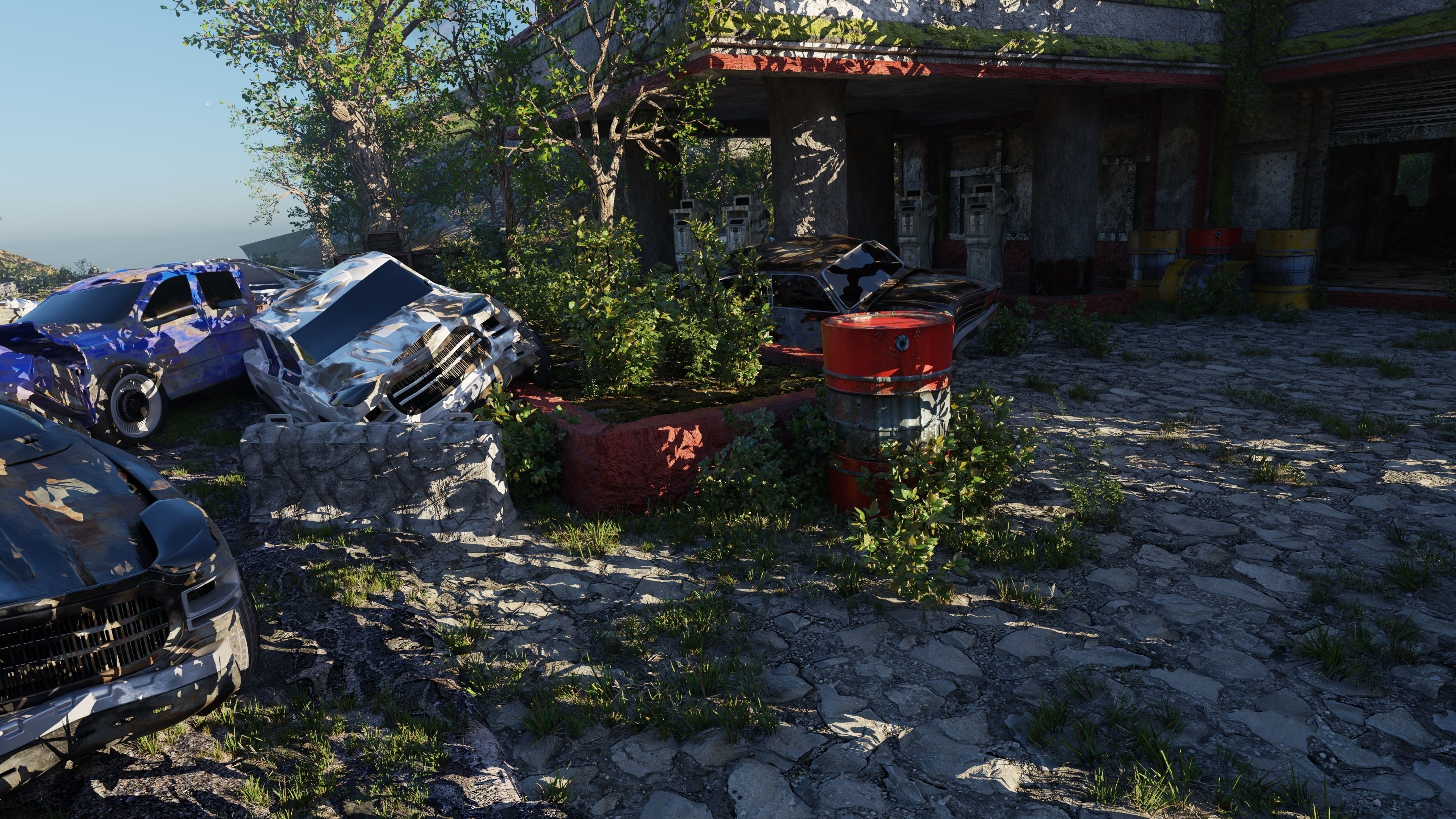 Abandoned Gas Station Scene 3D model_5