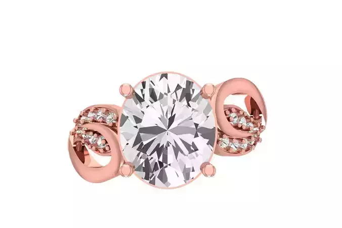 Women Oval Stone Ring 3dm STL OBJ FBX Renders Details 3D print model