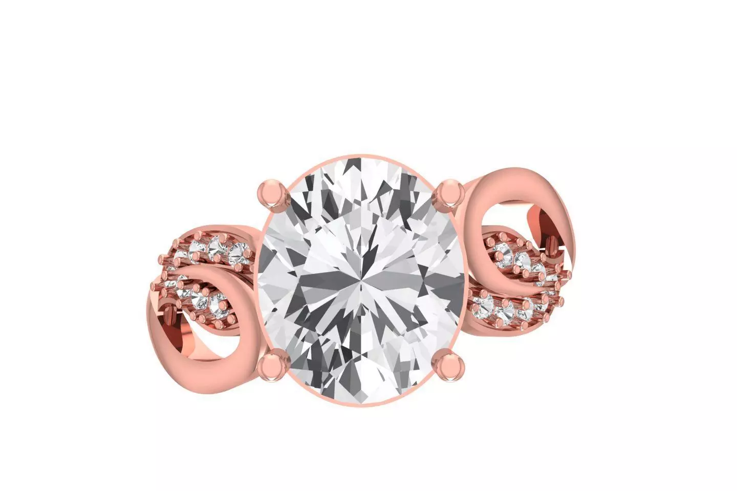 Women Oval Stone Ring 3dm STL OBJ FBX Renders Details 3D print model