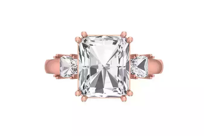 Radiant Princess Stone Ring 3dm STL OBJ FBX Renders Details 3D print model