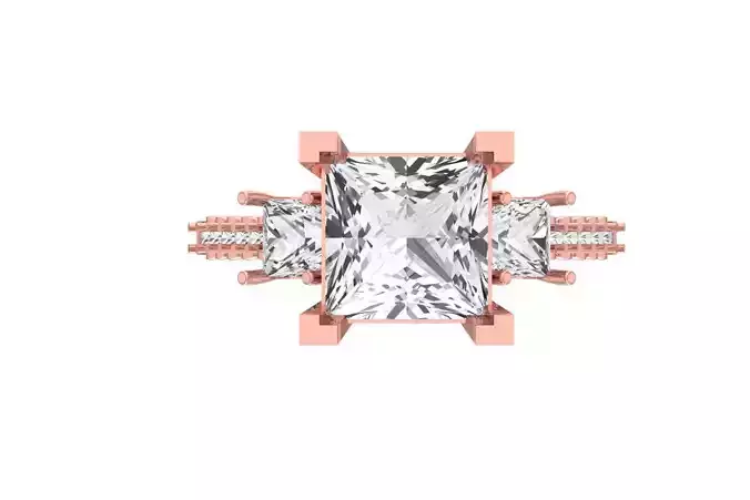 Women Princess Stone Ring 3dm STL OBJ FBX Renders Details 3D print model
