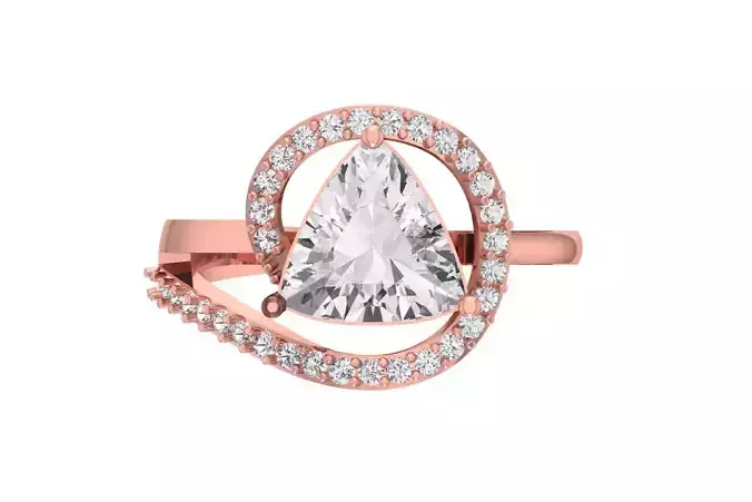 Women Trillion Stone Ring 3dm STL OBJ FBX Renders Details