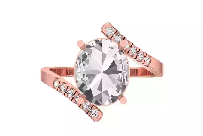 Women Oval Stone Ring 3dm STL OBJ FBX Renders Details 3D print model