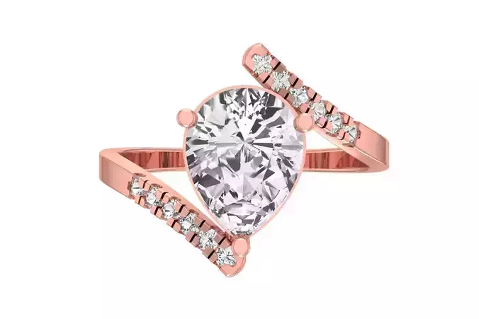 Women Pear Stone Ring 3dm STL OBJ FBX Renders Details 3D print model