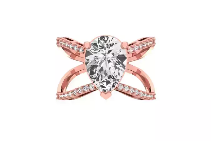 Women Pear Stone Ring 3dm STL OBJ FBX Renders Details 3D print model