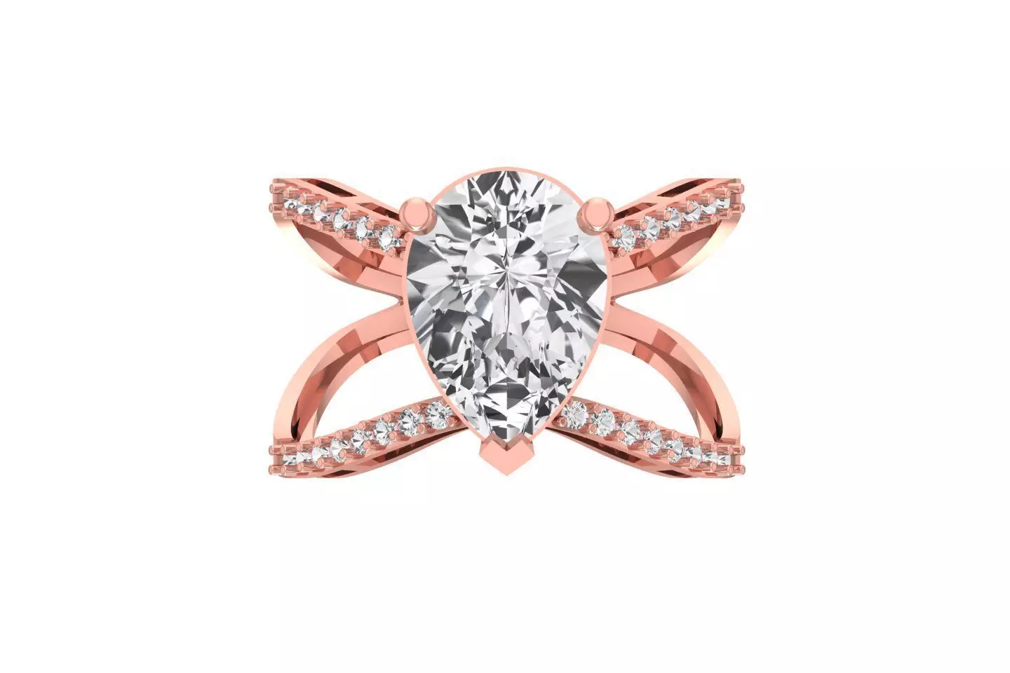 Women Pear Stone Ring 3dm STL OBJ FBX Renders Details 3D print model_0