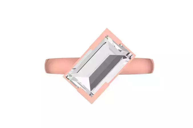 Women Baguette Stone Ring 3dm STL OBJ FBX Renders Details 3D print model