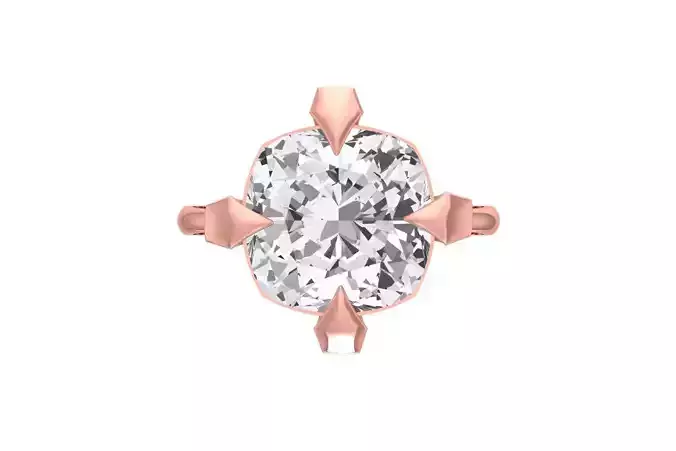 Women Cushion Stone Ring 3dm STL OBJ FBX Renders Details 3D print model