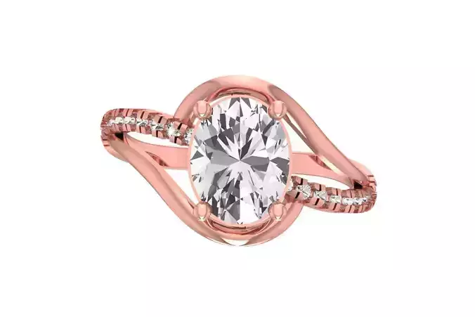Women Oval Stone Ring 3dm STL OBJ FBX Renders Details 3D print model