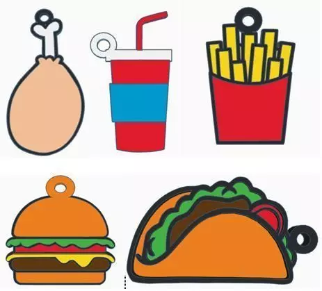 Llaveros Fast Food - Hamburguesa taco pollo papas fritas gaseosa 3D print model_0