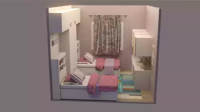 Children room 3D model Low-poly 3D model