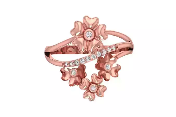 Women Flower Rings 3dm STL OBJ FBX Renders Details