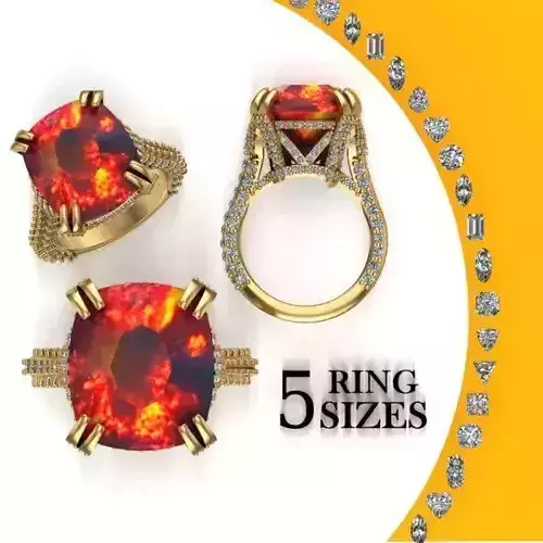  Gorgeous ring with lots of gems 3D print model