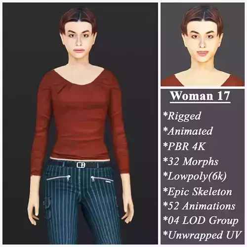 Woman 17 With 52 Animations 32 morphs