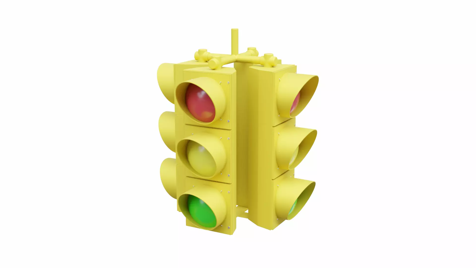 4-Way Traffic Light 2 Low-poly 3D model