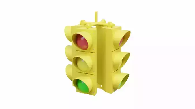 4-Way Traffic Light 2 Low-poly 3D model