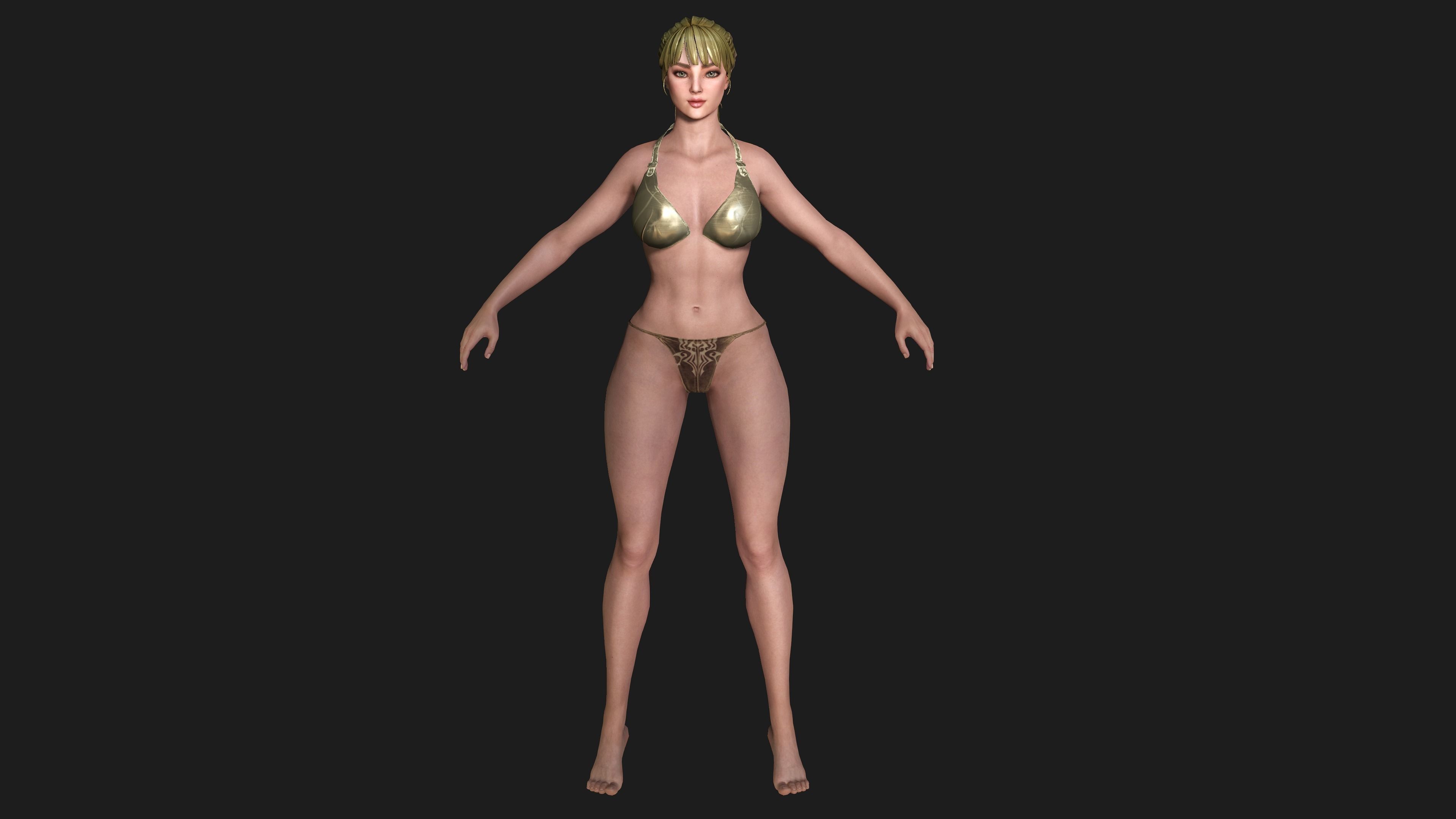 AAA 3D FANTASY FEMALE WARRIOR-REALISTIC RIG GAME CHARACTER Low-poly 3D model_16