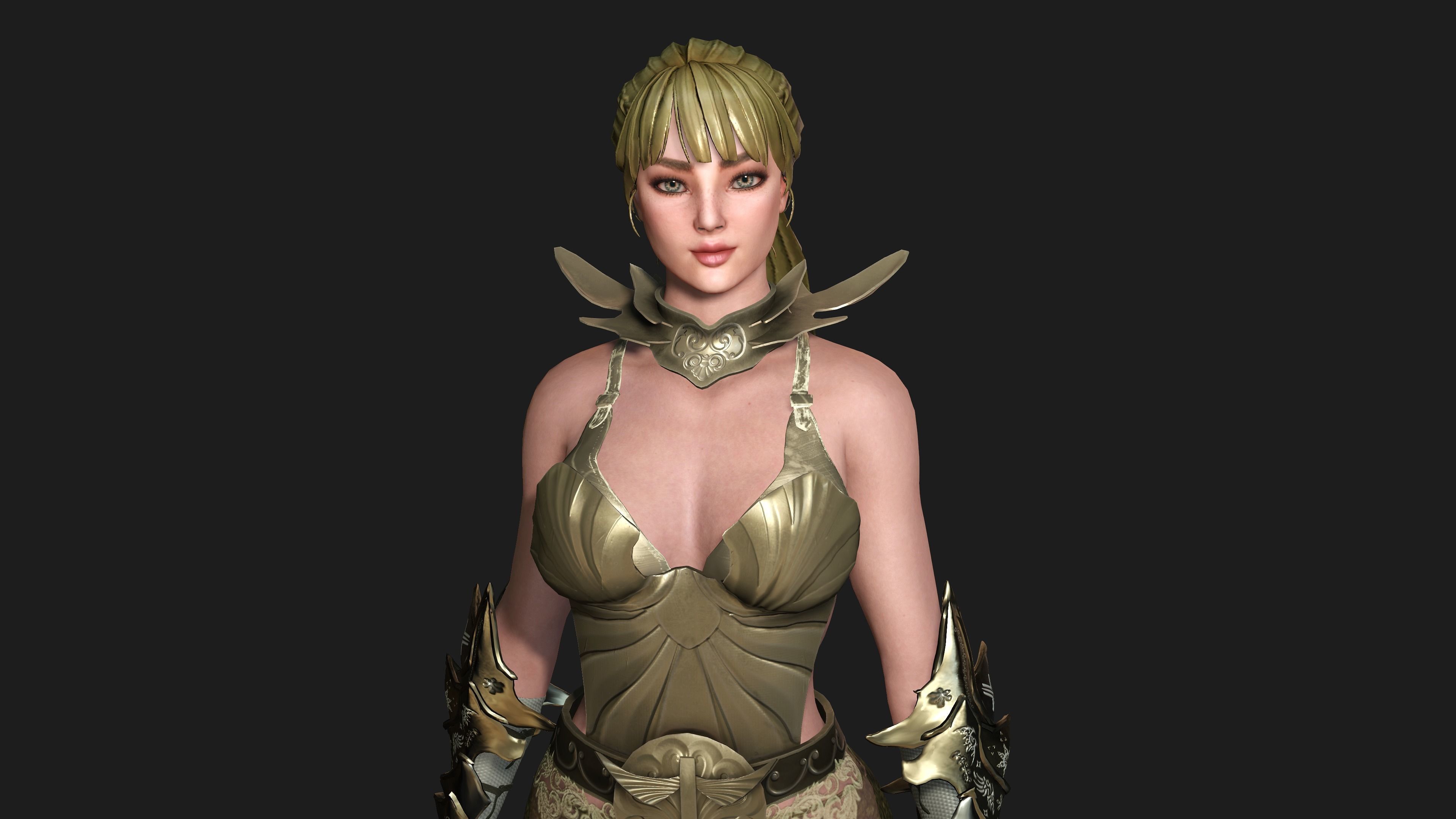 AAA 3D FANTASY FEMALE WARRIOR-REALISTIC RIG GAME CHARACTER Low-poly 3D model_5