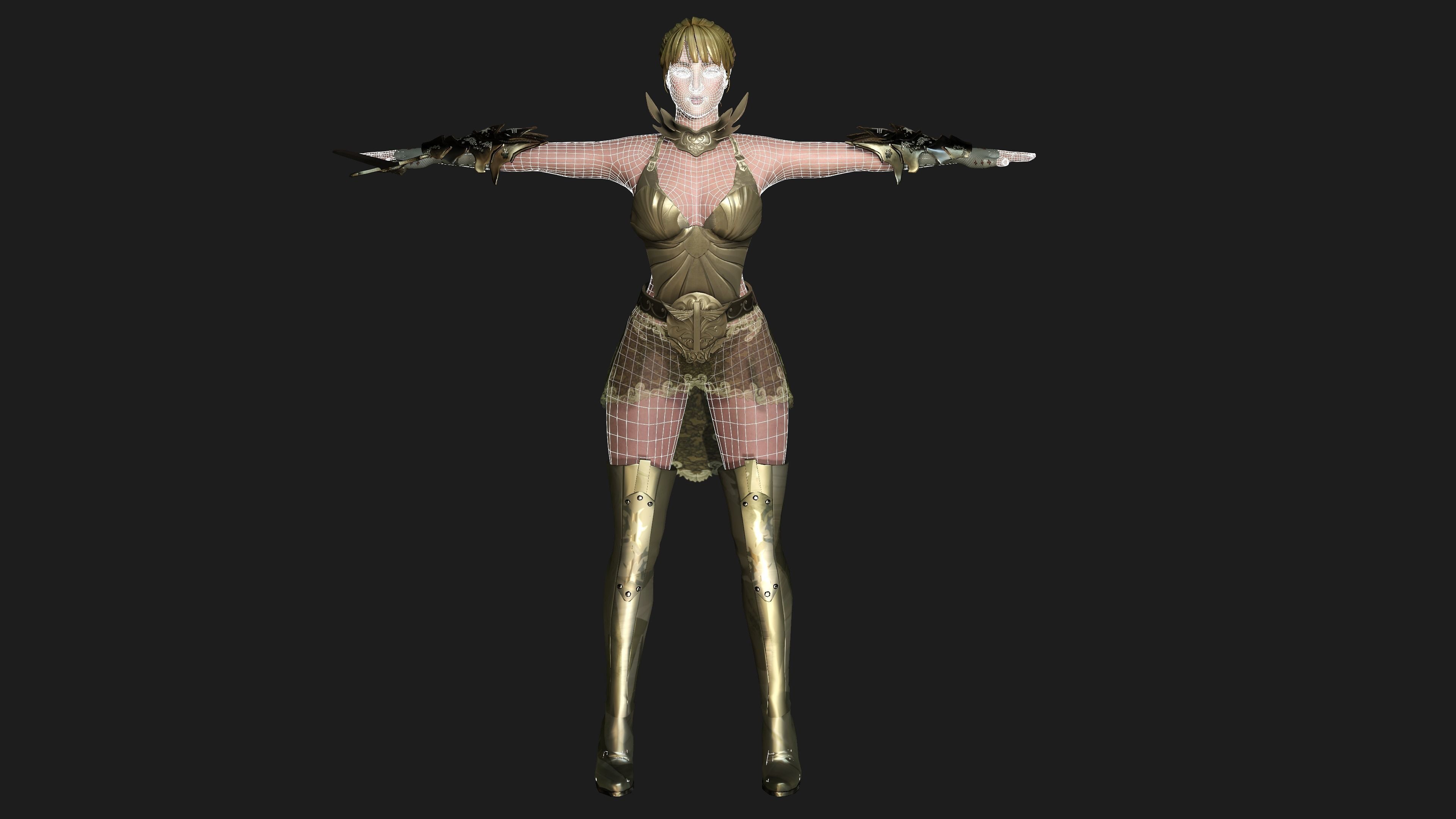 AAA 3D FANTASY FEMALE WARRIOR-REALISTIC RIG GAME CHARACTER Low-poly 3D model_18