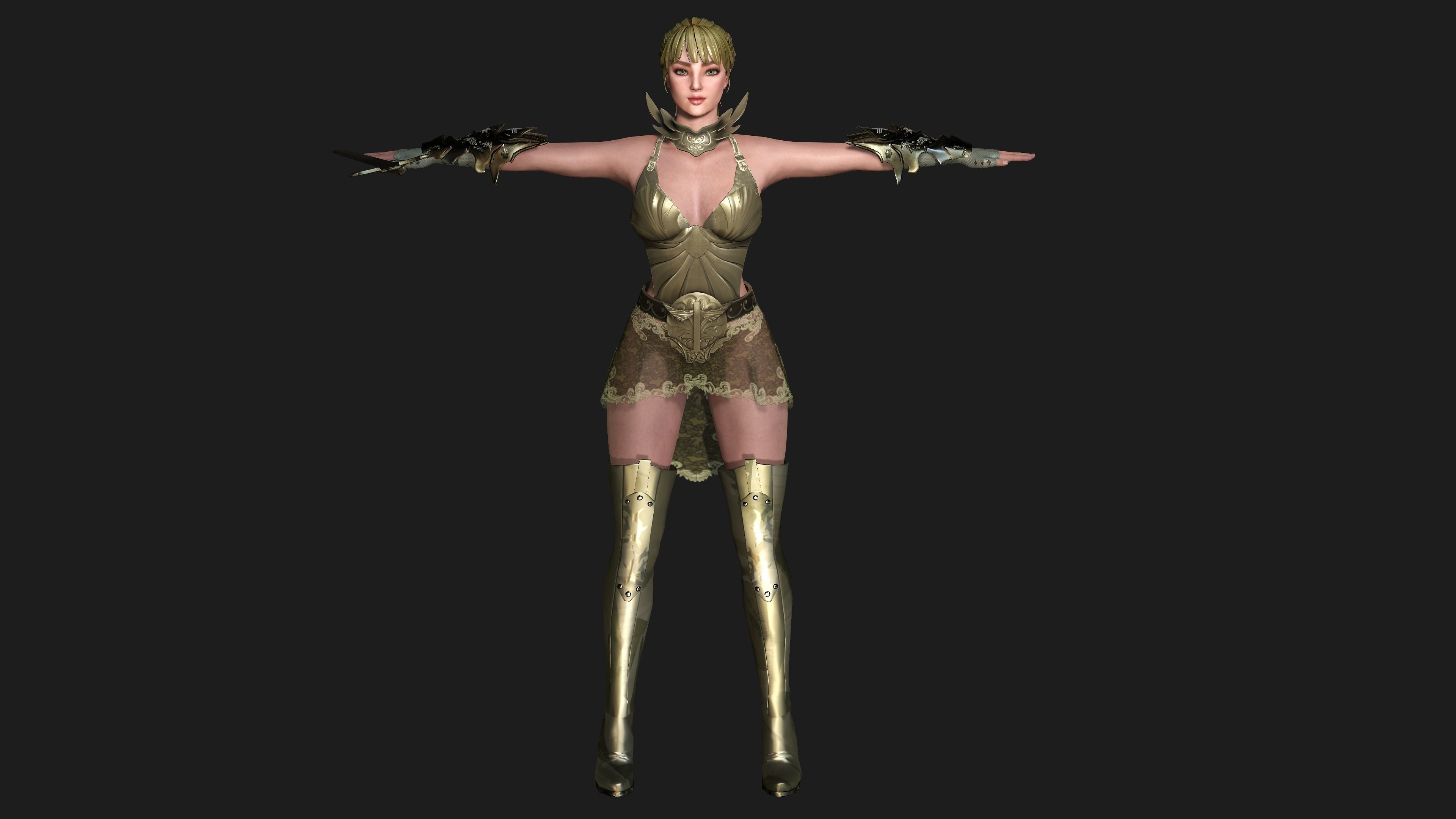 AAA 3D FANTASY FEMALE WARRIOR-REALISTIC RIG GAME CHARACTER Low-poly 3D model_15