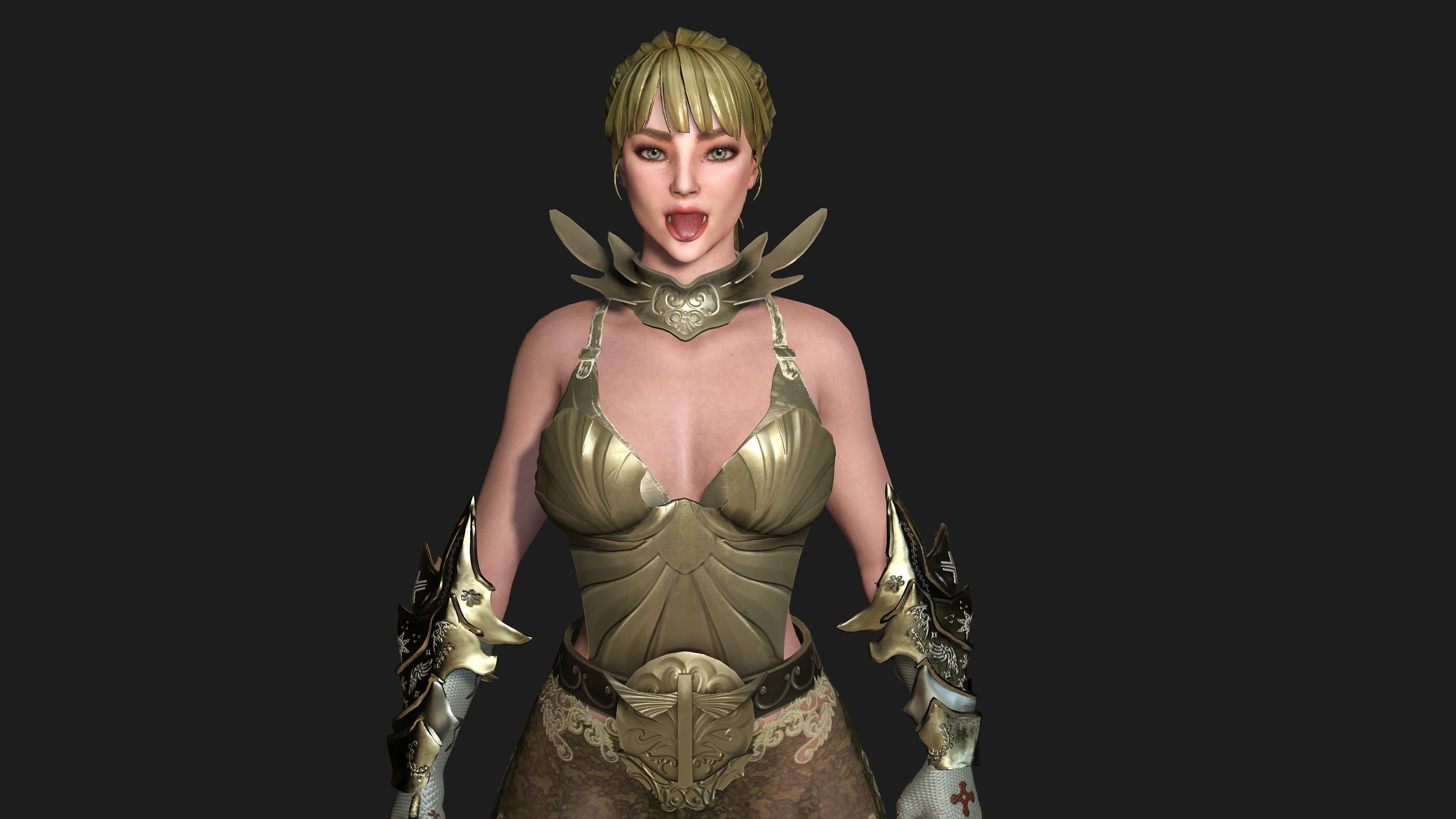 AAA 3D FANTASY FEMALE WARRIOR-REALISTIC RIG GAME CHARACTER Low-poly 3D model_7
