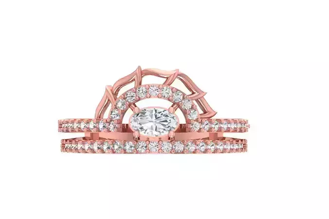 Women Wedding Engagement Oval Stone Ring 3D print model