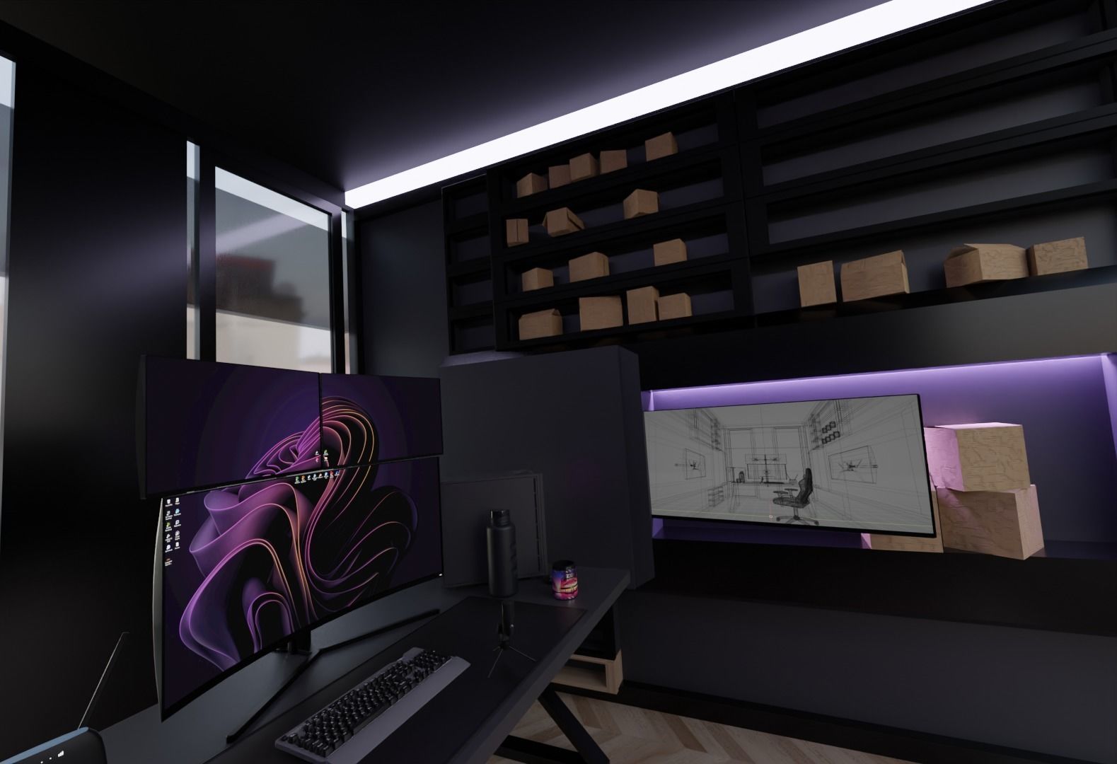 Realistic Minimal Modern Room Studio Setup 3D model_3