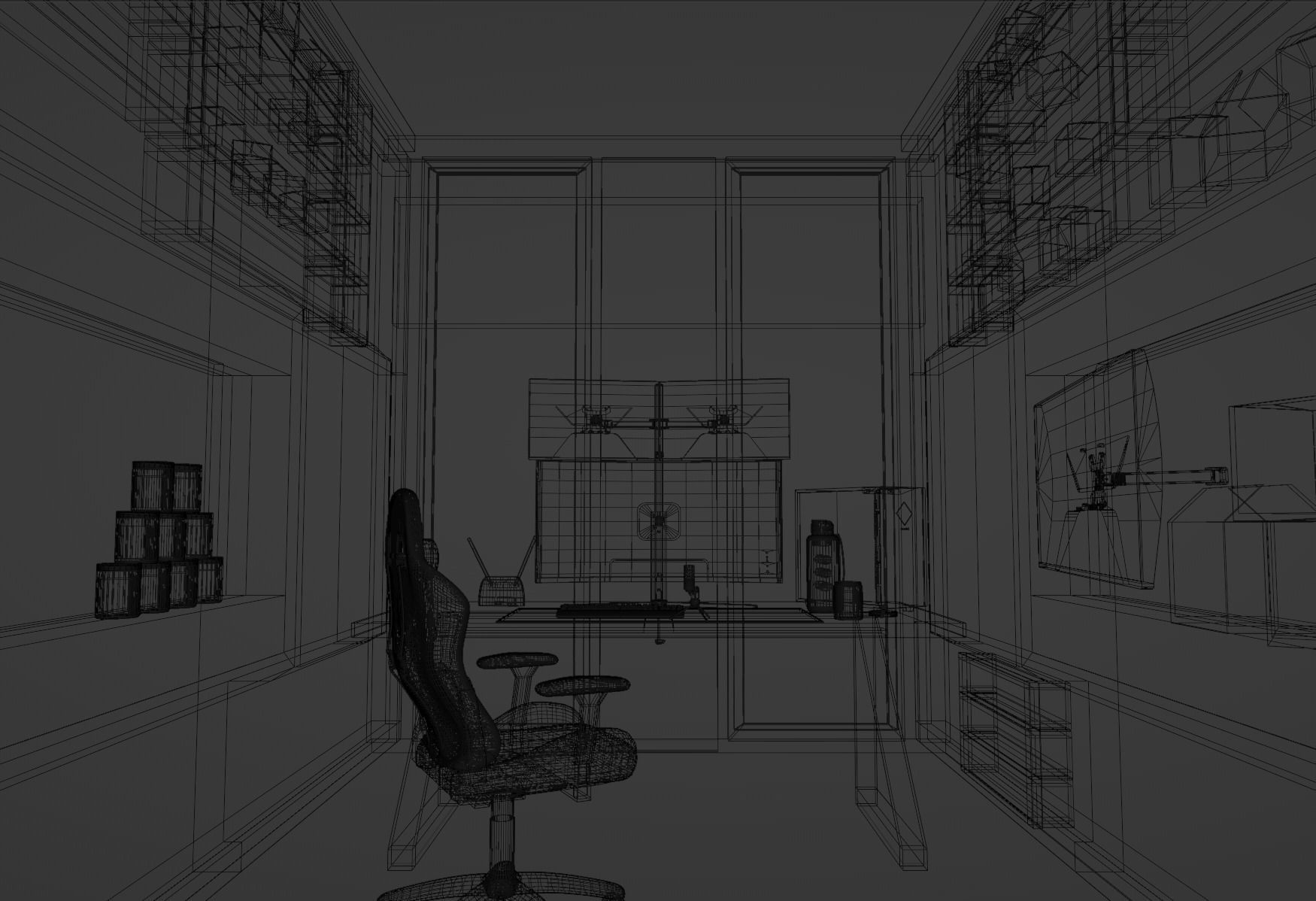 Realistic Minimal Modern Room Studio Setup 3D model_4