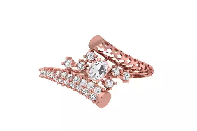 Women Wedding Engagement Oval Stone Ring 3D print model