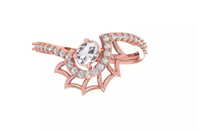 Women Wedding Engagement Oval Stone Ring 3D print model