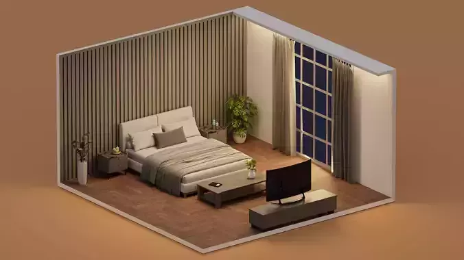 Bedroom isometric interior design