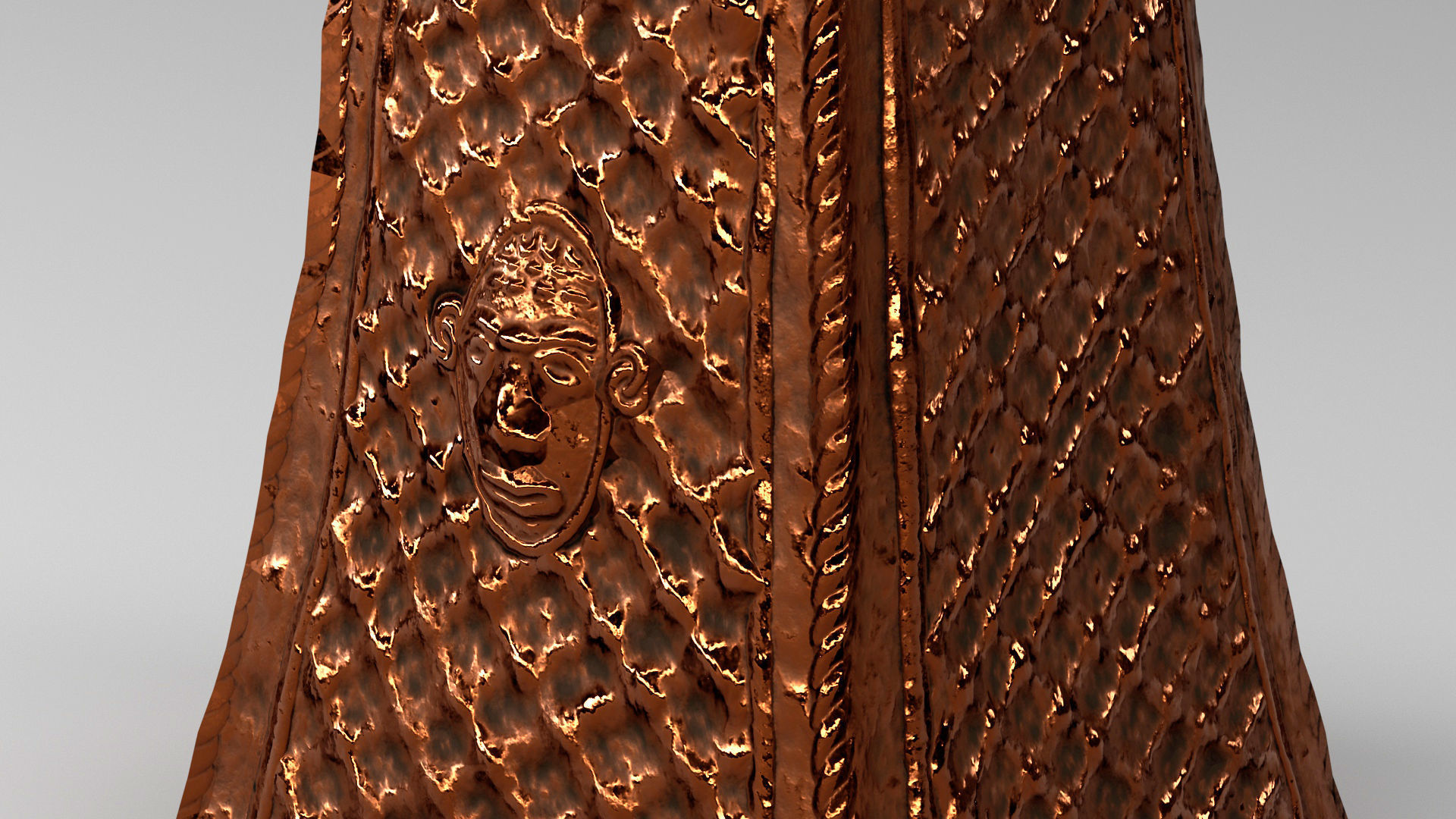 Benin bronze bell Low-poly 3D model_2