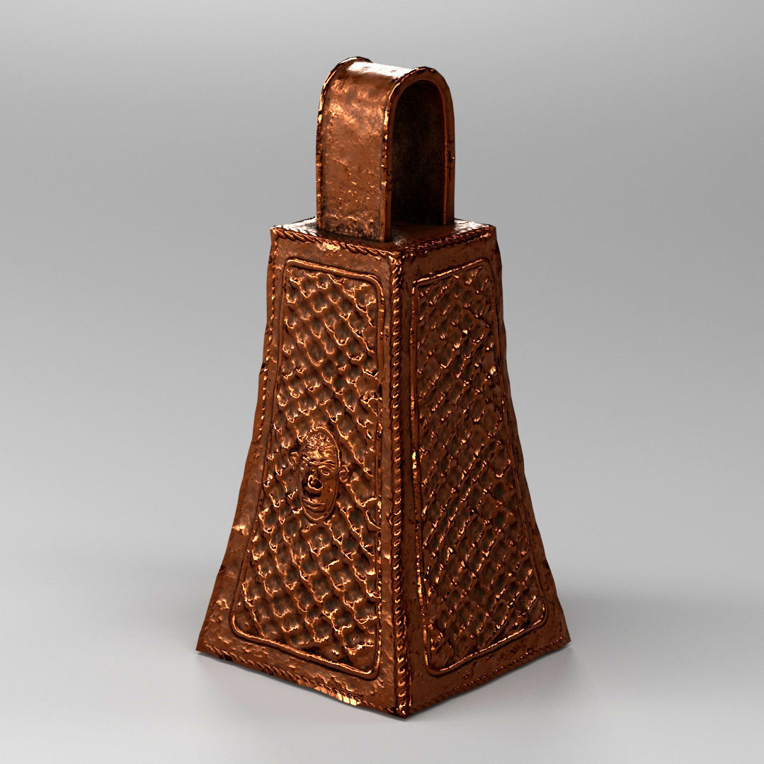 Benin bronze bell Low-poly 3D model_13