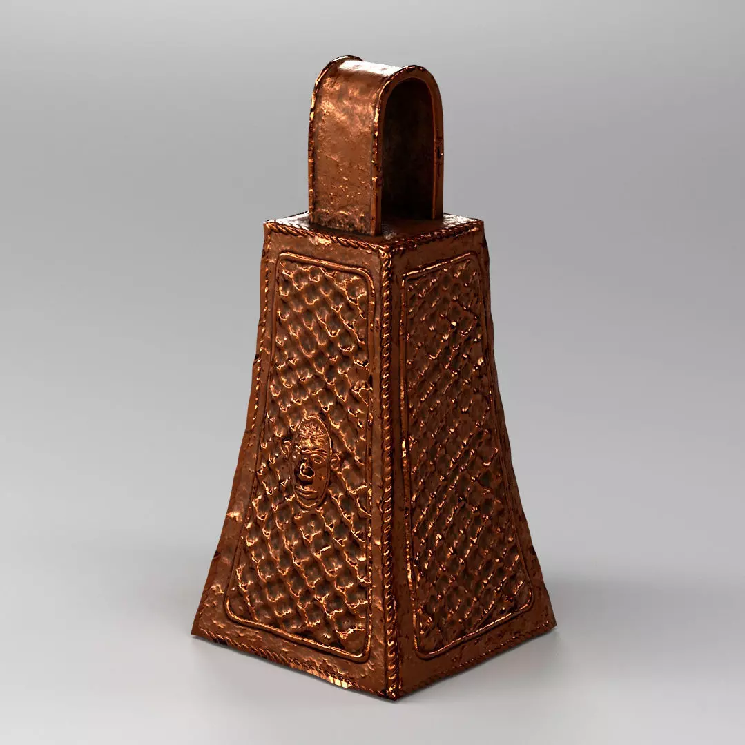 Benin bronze bell Low-poly 3D model_0