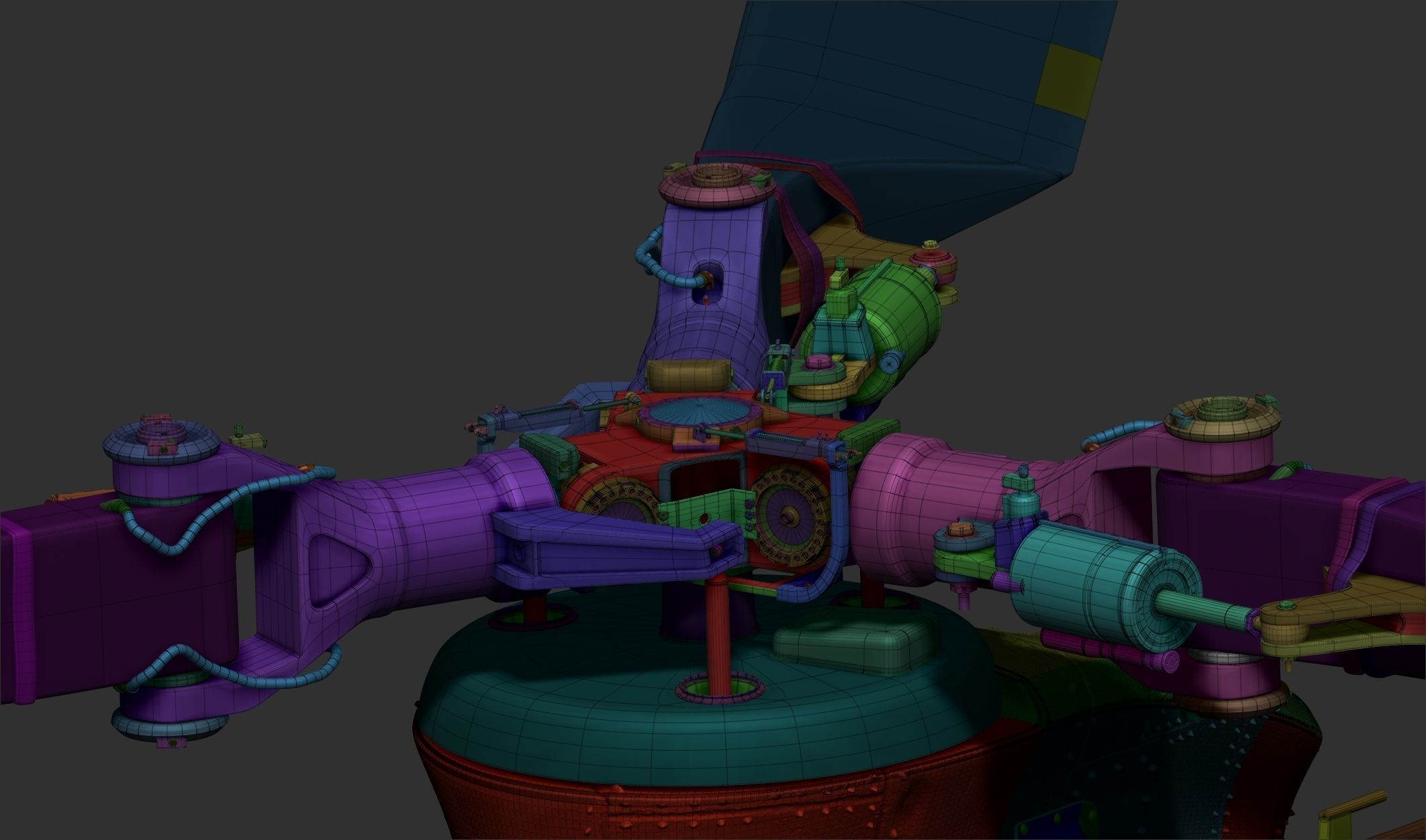 Boeing CH-47 chinook rotor system  Low-poly 3D model_3