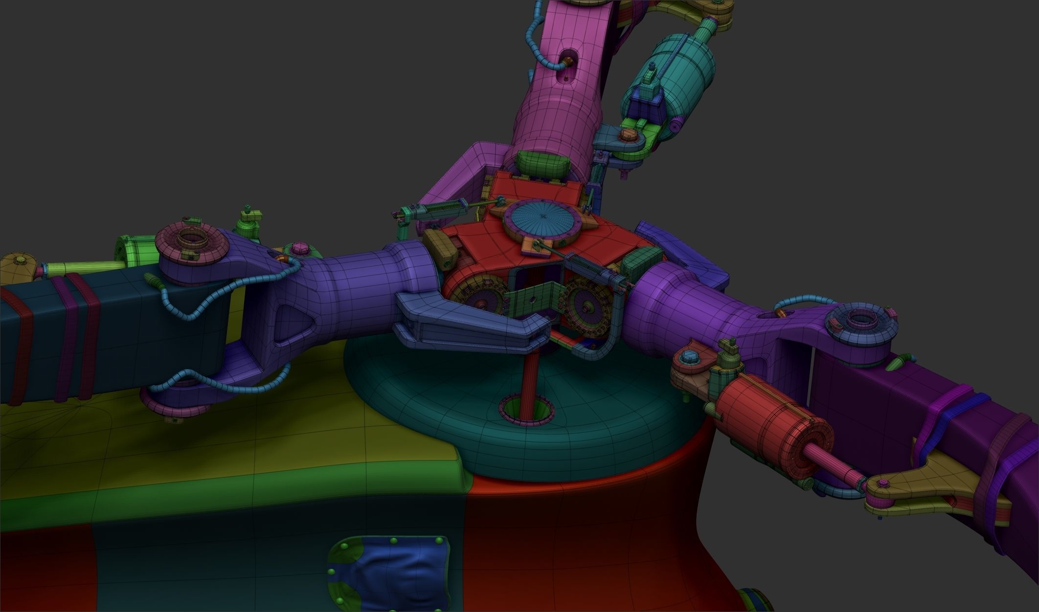 Boeing CH-47 chinook rotor system  Low-poly 3D model_4