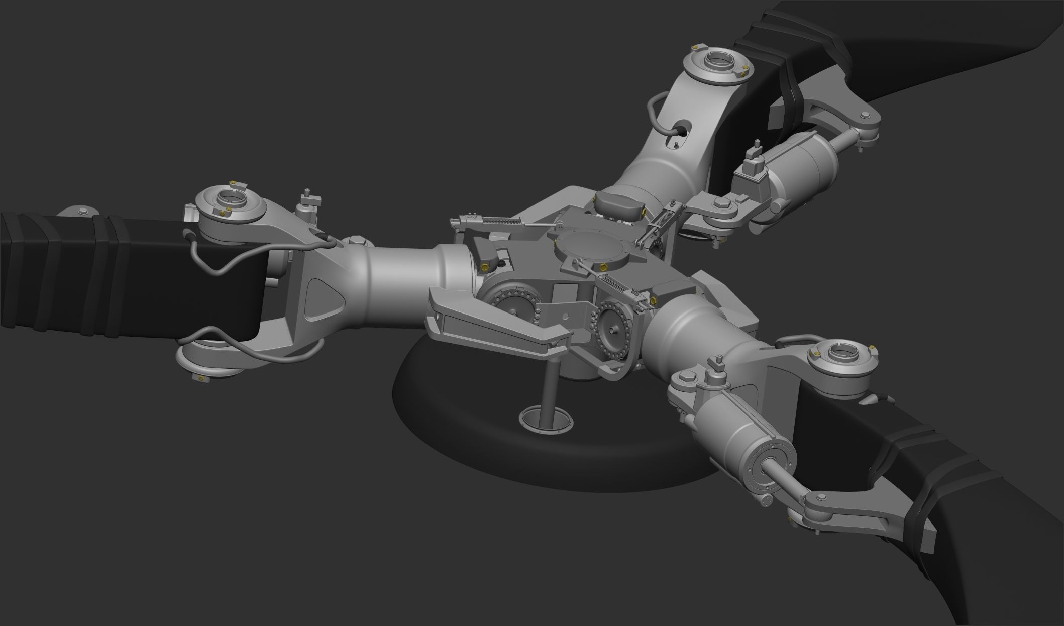 Boeing CH-47 chinook rotor system  Low-poly 3D model_6