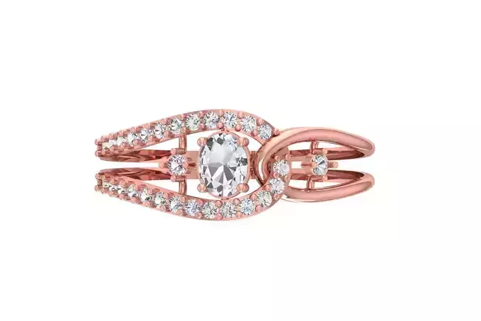Women Wedding Engagement Oval Stone Ring 3D print model