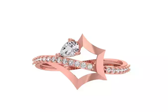 Women Wedding Engagement Pear Stone Ring 3D print model