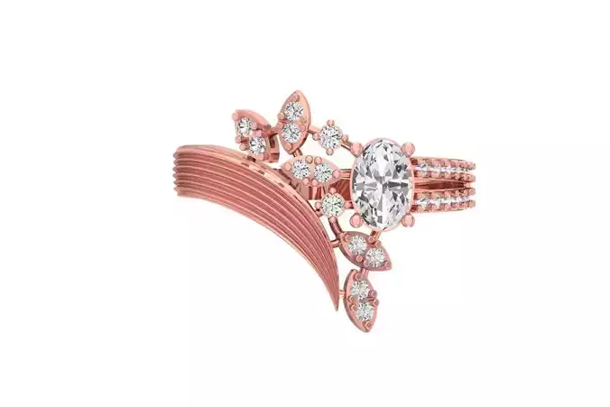 Women Wedding Engagement Oval Stone Ring 3D print model