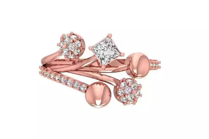 Women Wedding Engagement Princess Stone Ring 3D print model