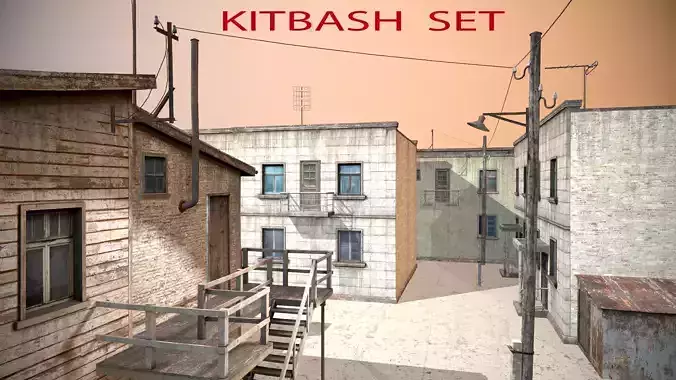 kitbash set Low-poly 3D model
