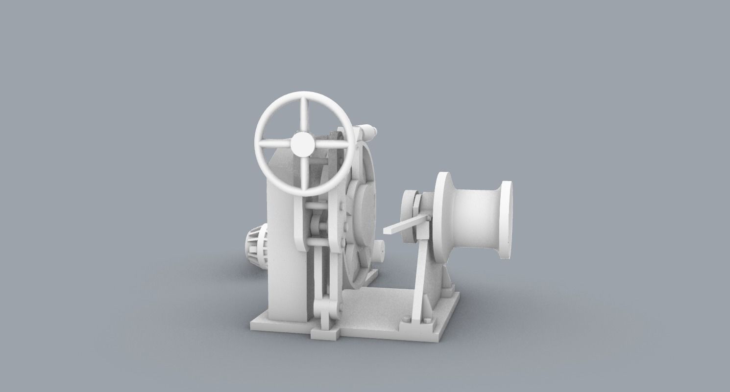 Anchor Winch Low-poly 3D model_3