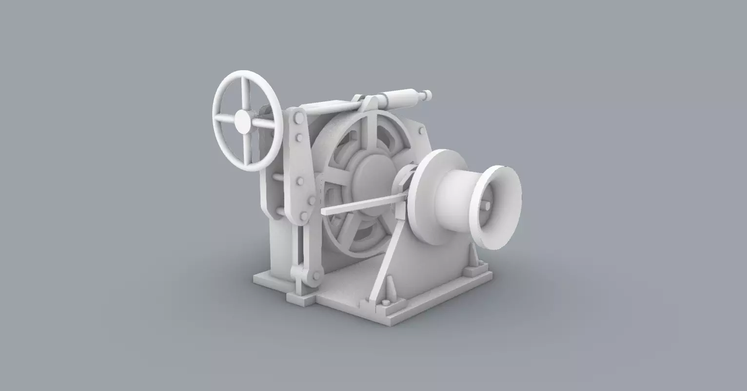 Anchor Winch Low-poly 3D model_0