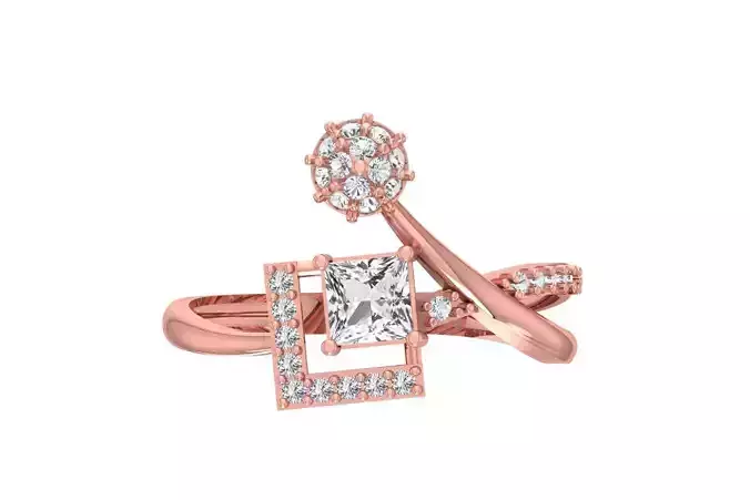Women Wedding Engagement Princess Stone Ring 3D print model