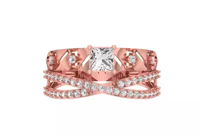Women Wedding Engagement Princess Stone Ring 3D print model