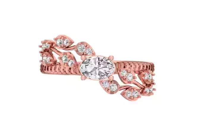 Women Wedding Engagement Oval Stone Ring 3D print model