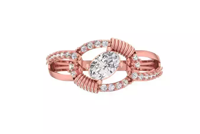 Women Wedding Engagement Oval Stone Ring 3D print model