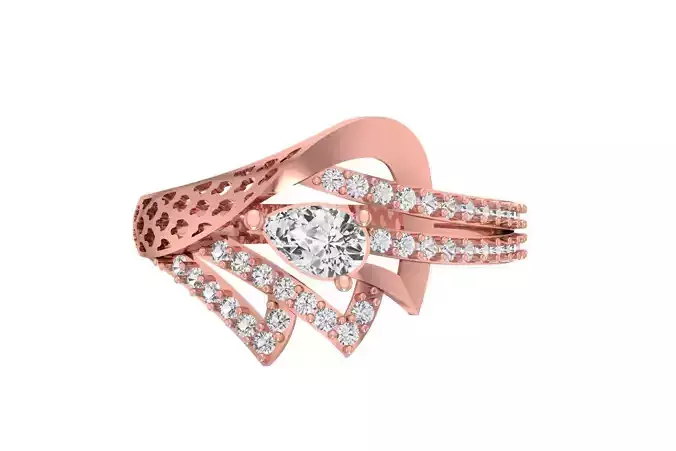 Women Wedding Engagement Pear Stone Ring 3D print model
